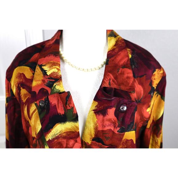 Vintage 90s Norton McNaughton Floral Double Breasted Blazer Womens 14 Large - Picture 2 of 8